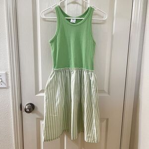 Zara Girls Green Tank Striped Skirt Dress Cotton Size 13-14
